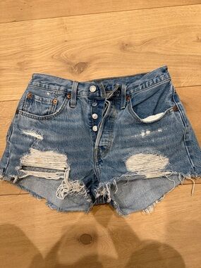 Levi's Distressed Blue Denim Cutoff Shorts
